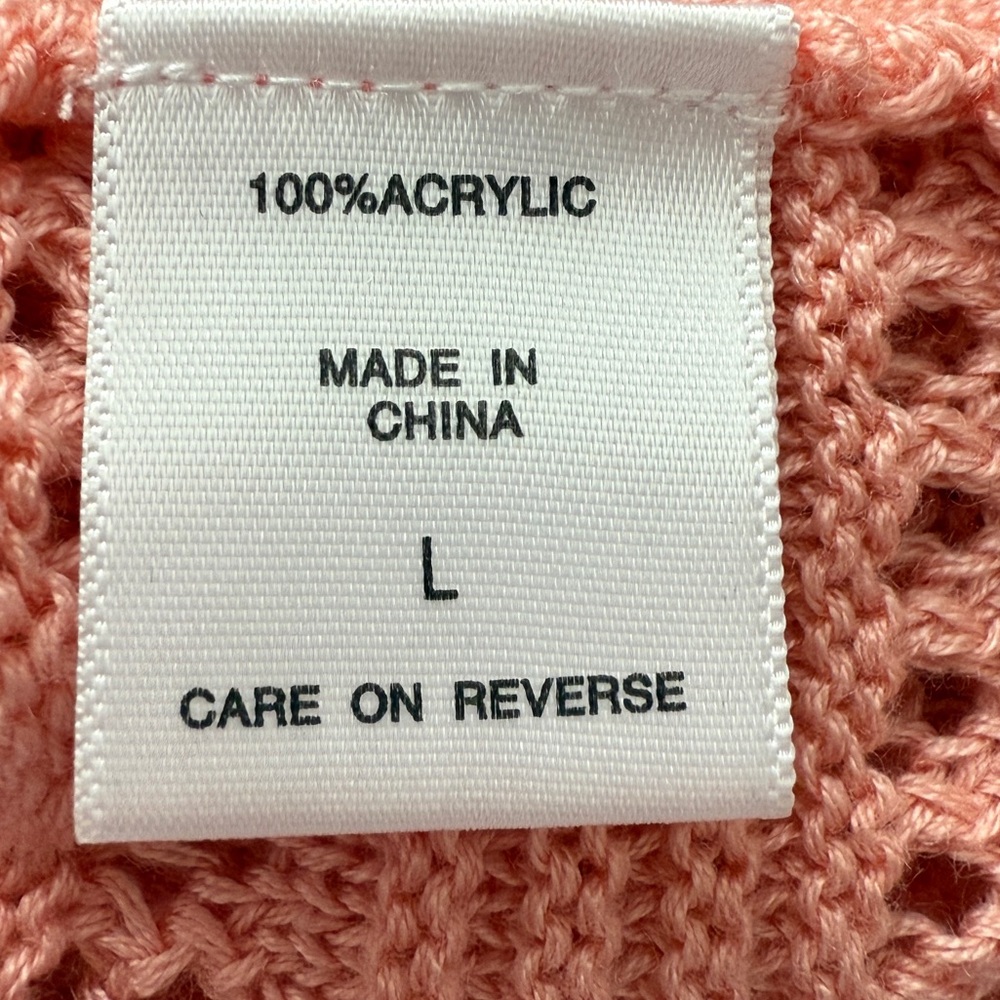 New York & Company Striped Open Knit Button Accent Sweater Blush Pink‎ - Picture 5 of 7